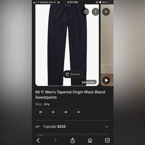 Men's Navy Wool-Blend Sweatpants